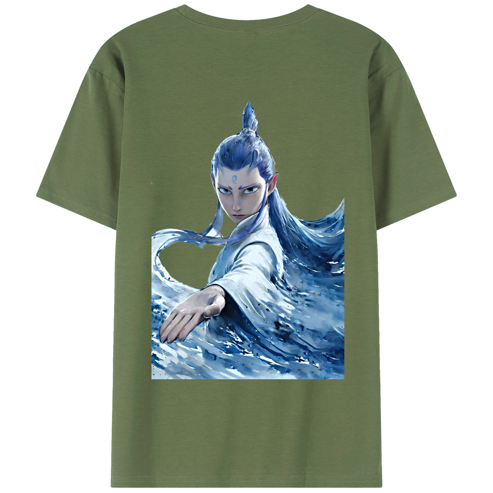 （画像用） Ne Zha 2 ナタ 魔童の大暴れ 綿100％ メンズ半袖Tシャツ（バックプリント） 通気性